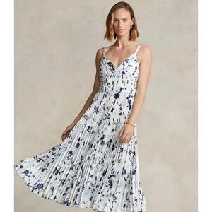 Polo by Ralph Lauren Navy and White Floral Midi Dress